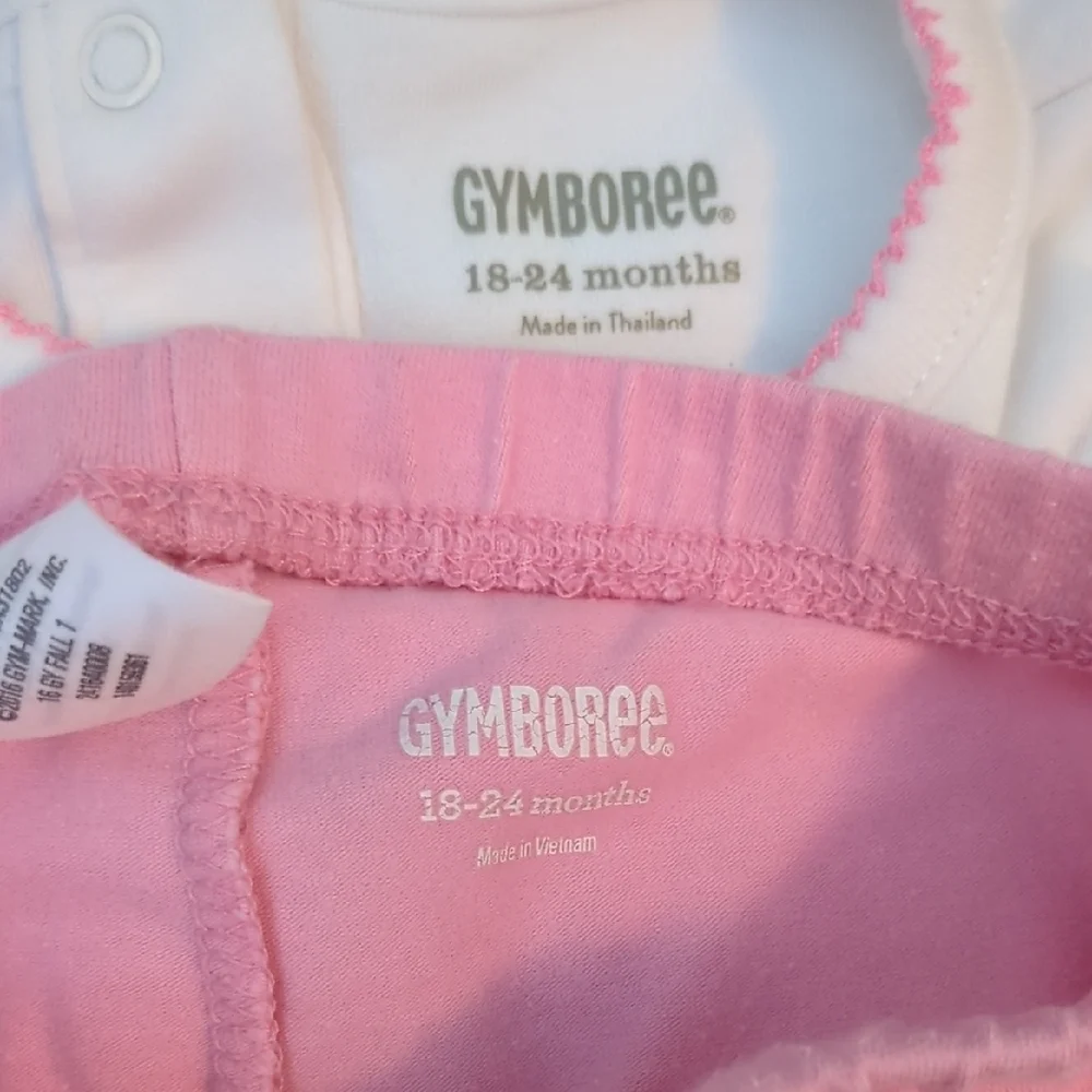 Gymboree White and Pink Bunny Matching Set